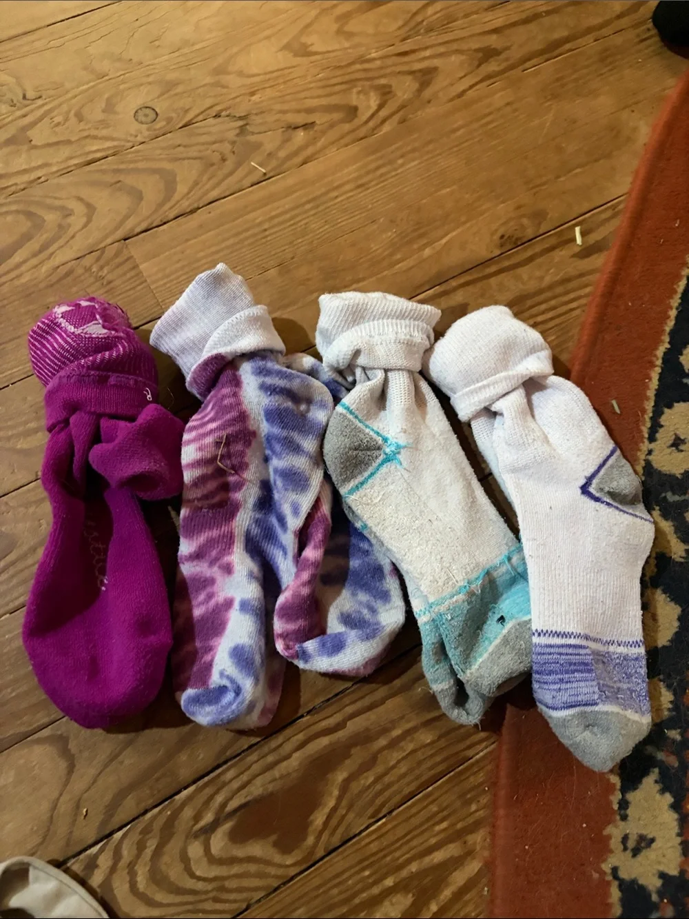 Assorted Women's Crew Socks - Purple & White Tie-Dye Set